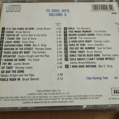 25 Soul Hits 4CD album like new, pack