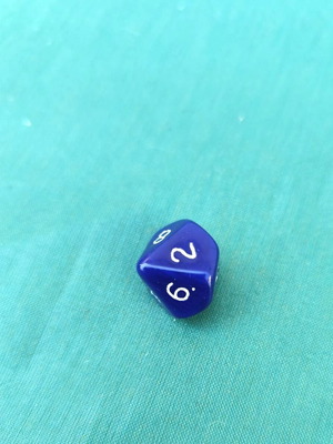 Five-sided die d5, blue-violet plastic