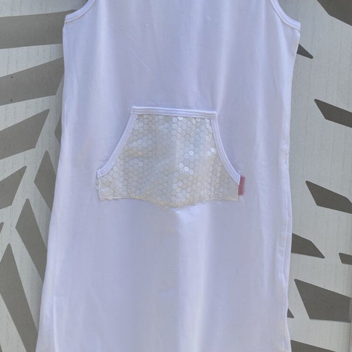 Alouette white sleeveless dress with sequins and adjustable waist like new
