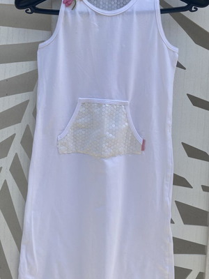 Alouette white sleeveless dress with sequins and adjustable waist like new