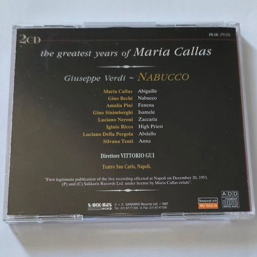 The Greatest Years Of Maria Callas Nabucco CD used, classical