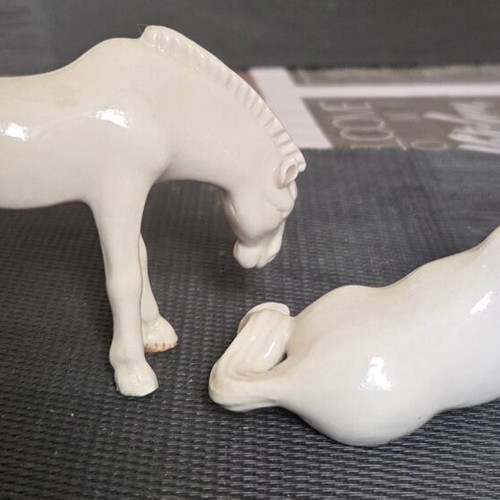 Blanc De Chine Porcelain Horse Pair like new, mid-century 1950s-60s