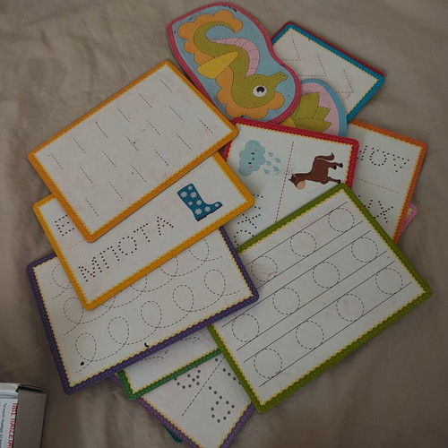 Prewriting Cards like new, reusable with Montessori method