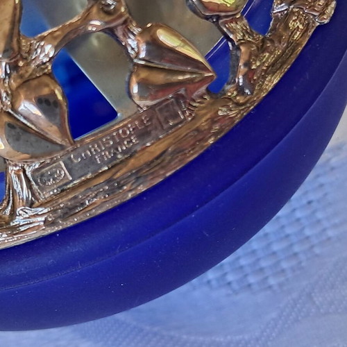 Cristofele cobalt blue candlestick like new, 1990s