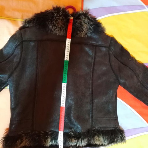 Suede women's jacket with fur lining like new, brown