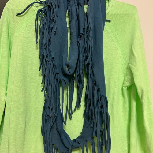 Bimba y Lola cotton scarf with fringes blue new