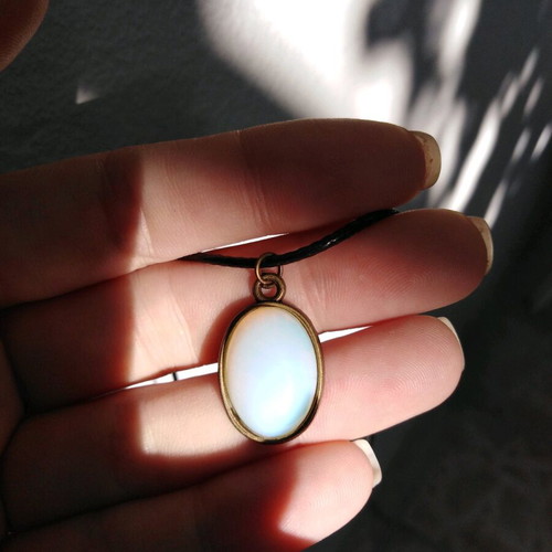 Handmade pendant with opalite and bronze cabochon new