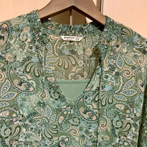 Stradivarius boho dress like new, green multicolor, size M