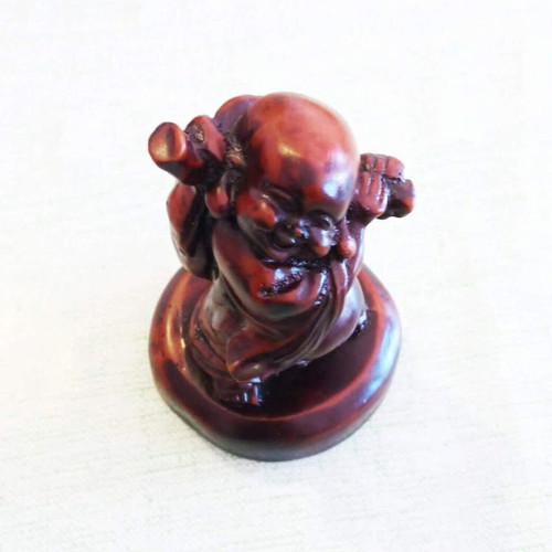 Budai Feng Shui Laughing Buddha Set of 3 Decorative Red Resin Figurines like new