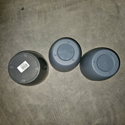 Plastic flower pots used, set of 3, anthracite and blue-gray