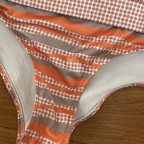 Oceanica bikini with embroidered top, size M, white and orange