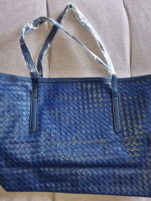 Shopper bag blue with woven design new