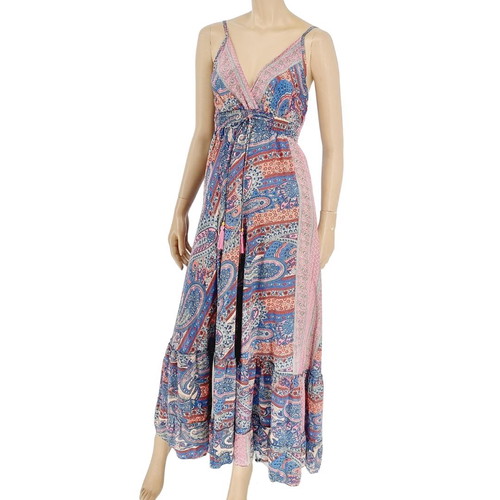 Long silk dress one size multicolor, new Double Six