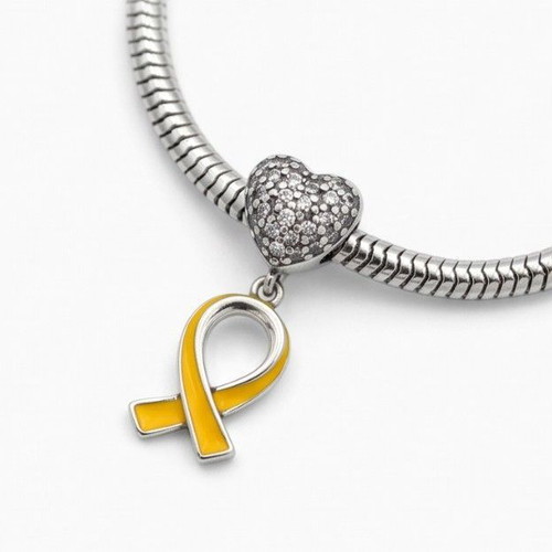 Pandora Chamilia Yellow Ribbon Heart Charm new