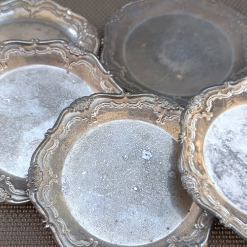 Old silver-plated coasters, set of 5