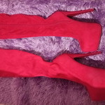 Over-the-knee boots new, red velvet, heel height 17cm, size 38