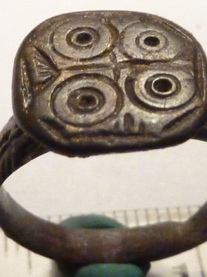 Renaissance bronze ring with decoration used