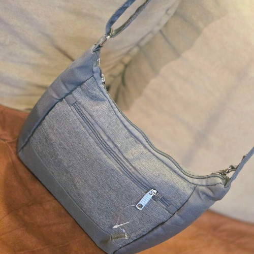Passenger men's shoulder bag with RFID anti-theft protection, grey