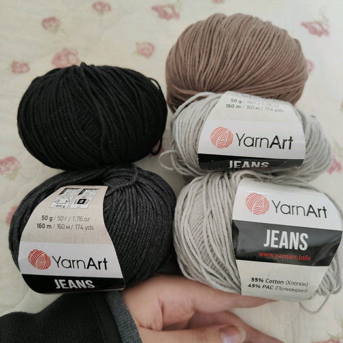 YarnArt Jeans yarn like new, pack of 5 mixed colors