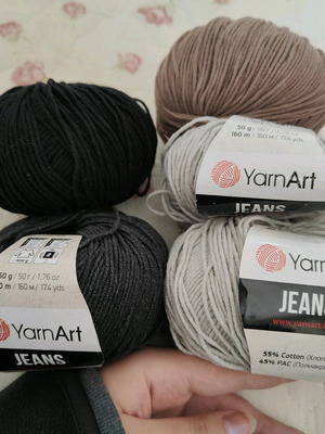 YarnArt Jeans yarn like new, pack of 5 mixed colors