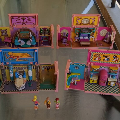 Vintage Bluebird Polly Pocket Dream Builders set of 4 rooms with 3 figures like new