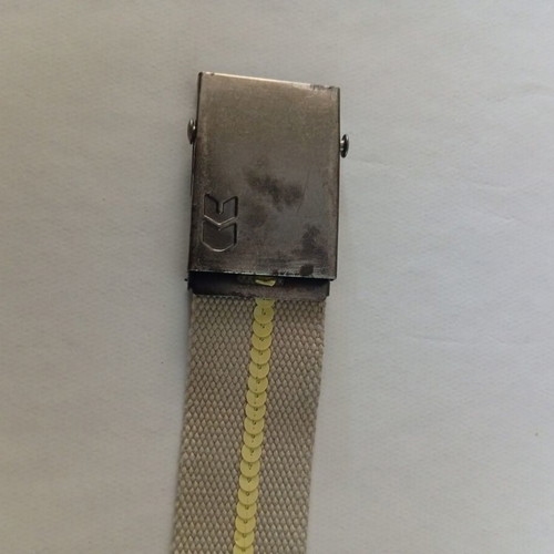 Canvas women's belt with yellow sequins, used, beige, 105 cm