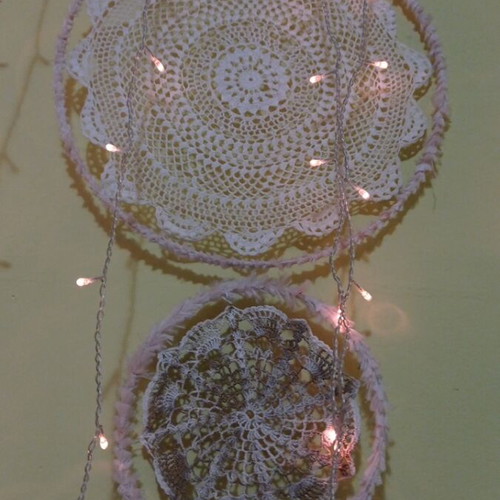 Dreamcatcher handmade with olive wood base and lights