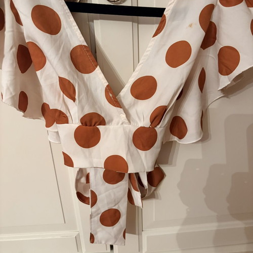 Polka Dot Crop Top S like new, white and brown