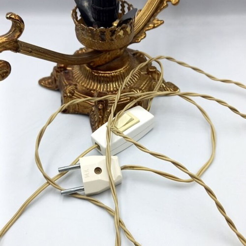 Metal old lamp with glass chimney used