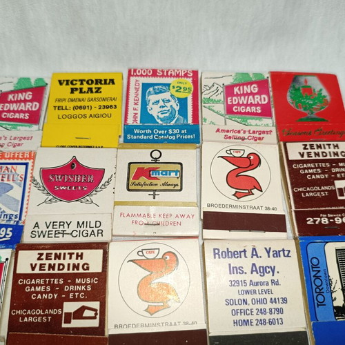 Vintage advertising matchboxes and matchbooklets, pack of 28, like new
