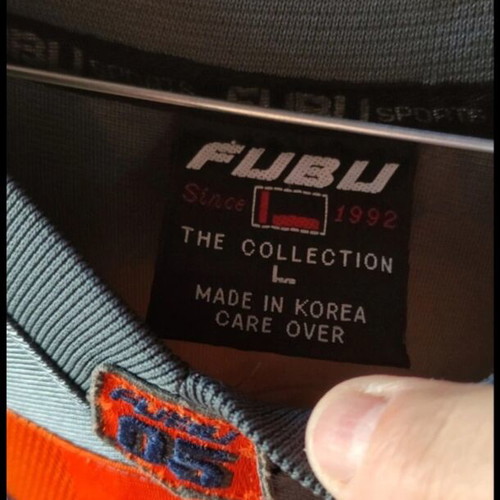 FUBU vintage football jersey size L like new, gray and orange