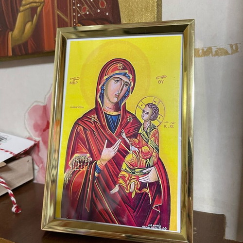 Framed icon of Panagia 10x15cm, new, paper print