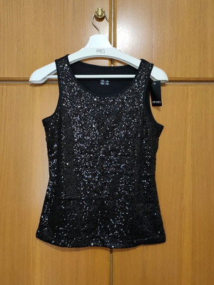 Sequin blouse new, black, size S