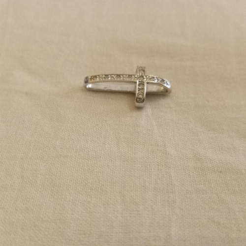 White gold cross with zircons used, 14 carat, 1.71 grams
