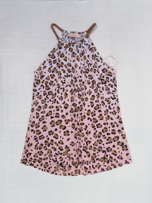 Bershka Halterneck Blouse Animal Print Like New, Beige Brown
