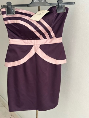 Lipsy London Strapless Satin Dress Aubergine S New