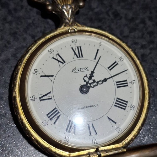 Aurex Vintage Pocket Watch Shockproof mechanical used, gold color