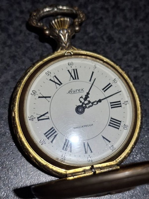 Aurex Vintage Pocket Watch Shockproof mechanical used, gold color