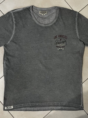 MCS Vintage Wash T-Shirt Grey with Los Angeles Chicago Route 66 Print size L like new