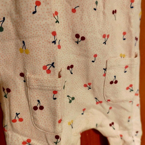 Vertbaudet overalls 74 cm like new with cherries and ribbon