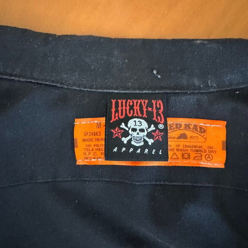 Lucky 13 Vintage Men's Short-Sleeve Shirt Like New Black Yellow