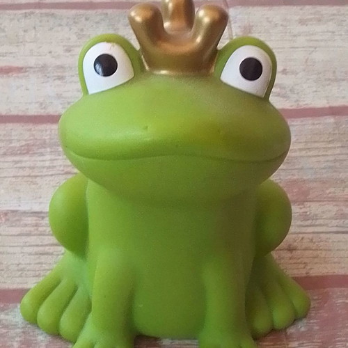 Moses plastic coin bank frog king used