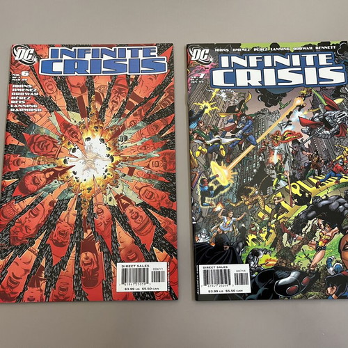 Infinite Crisis #1-7 comic books with George Perez covers