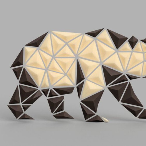 Geometric Bear Wall Art made to order, 1 meter, 3D minimal design