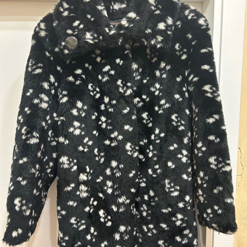 Women's coat used, black with white spots faux fur by Alex