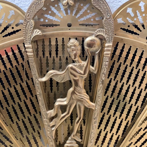 Art Deco Vintage Brass Fireplace Screen new