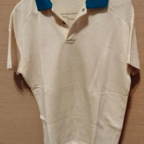Michelangelo men's polo shirt with blue collar, white