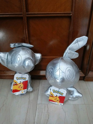 Pokemon plushies Grookey & Sobble silver limited edition like new