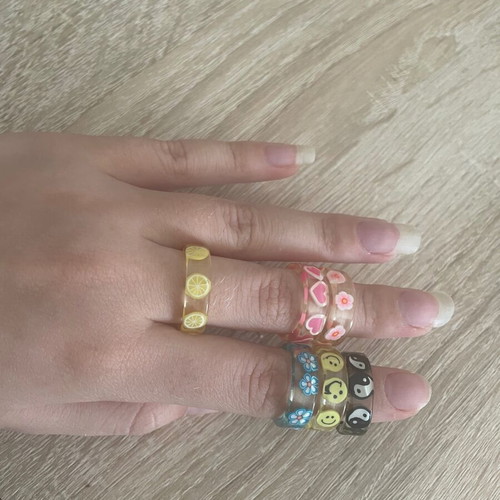 Rings new, set of 6, multicolor