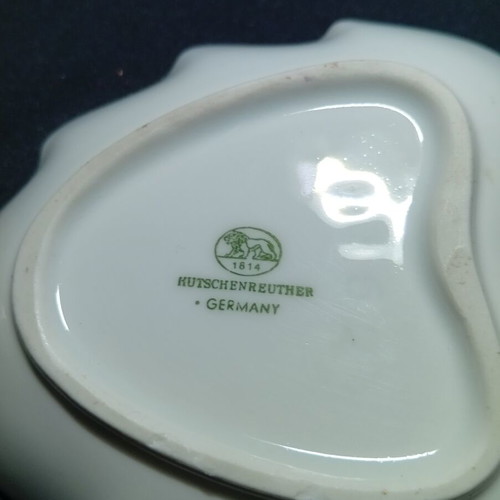 Vintage Hutschenreuter Bavaria leaf-shaped porcelain plates set of 2